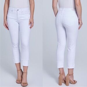 Seven7 Roll & Cuff Hi Rise Slim Straight White Denim Jeans Womens Plus Sz 14 NWT